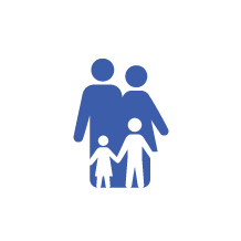 Icon showing two children standing in front of two adults