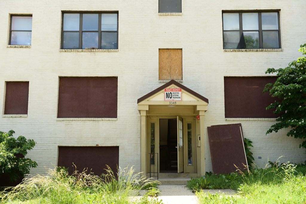 Terrace Manor is boarded up and uninhabited because of unsafe living conditions.