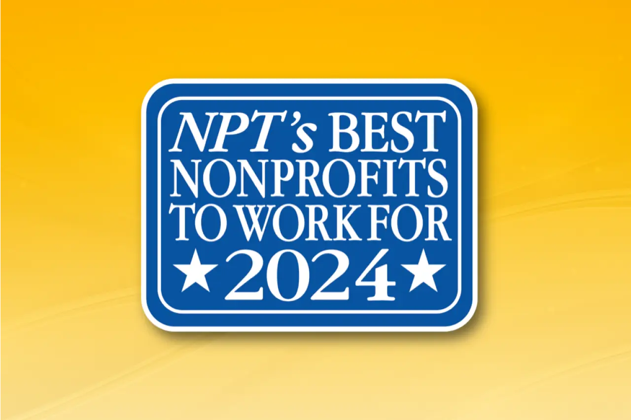 Graphic displaying the "NPT's Best Nonprofits to Work For 2024" badge.