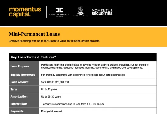 Preview of "Momentus Capital Mini-permanent Loans" Fact Sheet (PDF)